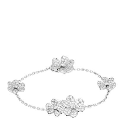 Van Cleef & Arpels 18K White Gold Diamond Frivole 5 Flowers Pave Bracelet 1 of 5