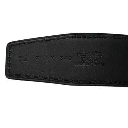 Hermes Tadelakt Barenia Box 32mm Belt Strap 95 38 Black Fauve 5 of 6