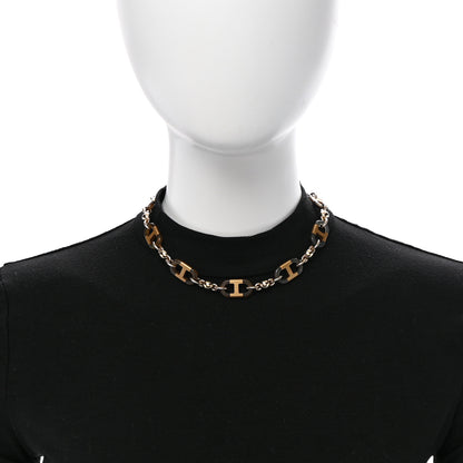 Hermes Buffalo Horn Lacquer Chaine D'Ancre Necklace Black Gold 2 of 7