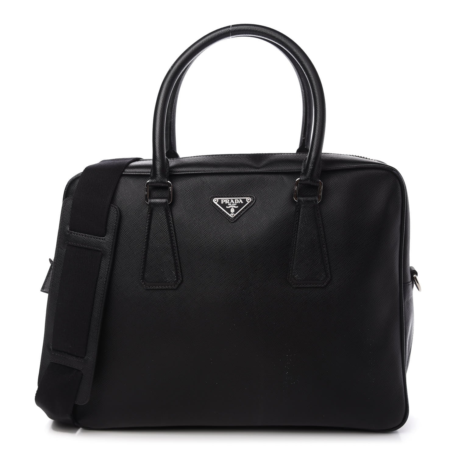 Prada Saffiano Travel Briefcase Black 1 of 14