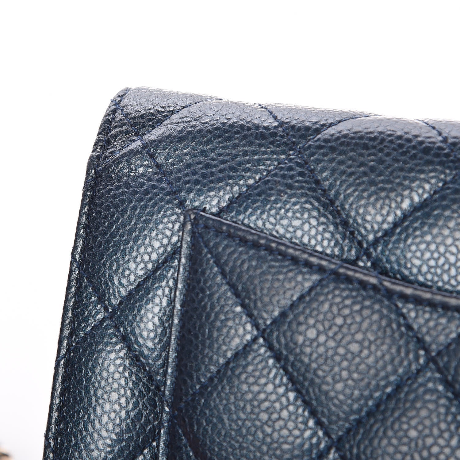 Chanel Iridescent Caviar Quilted Wallet On Chain WOC Blue 14 of 14