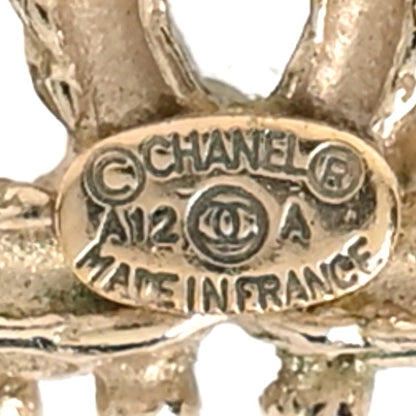 Chanel Crystal Studded CC Earrings Gold 4 of 4