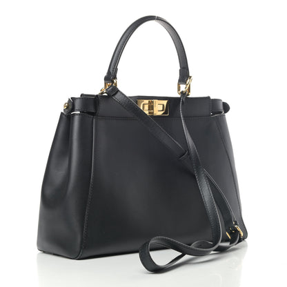 Fendi Vitello Morgan Shiny Nappa Medium Peekaboo Iconic Satchel Black 2 of 8