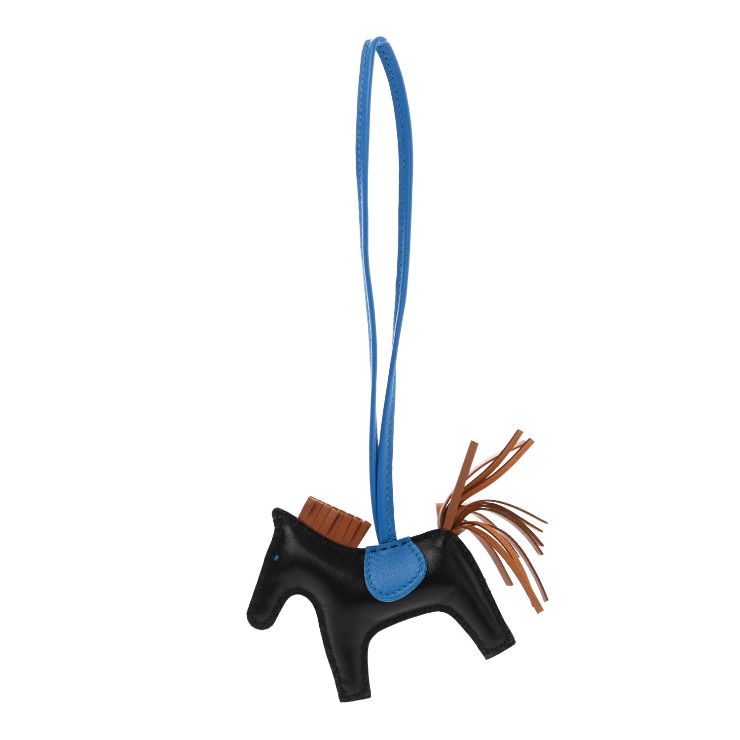 Hermes Milo Lambskin Grigri Rodeo Horse Bag Charm PM Black Gold Bleu Zanzibar 1 of 3