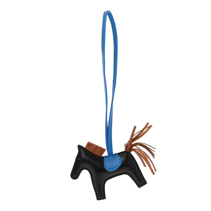Hermes Milo Lambskin Grigri Rodeo Horse Bag Charm PM Black Gold Bleu Zanzibar 1 of 3
