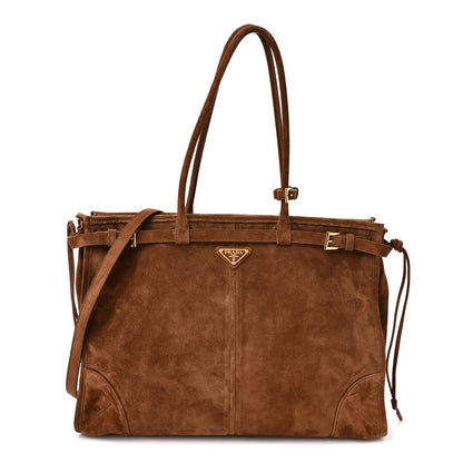 Prada Suede Extra Large Bonnie Shoulder Bag Cocoa Brown 1 of 9