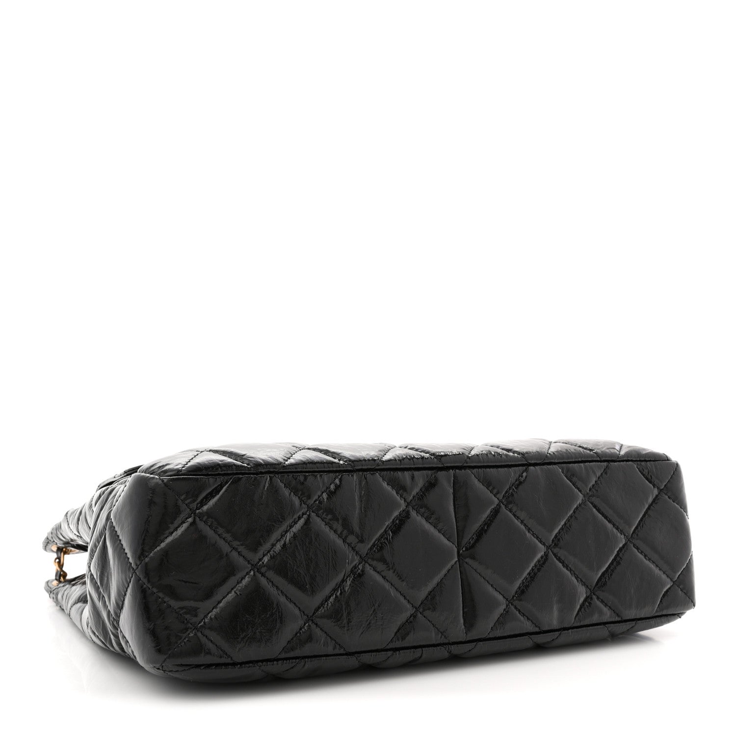 Chanel Shiny Crumpled Calfskin Quilted Large Wavy CC Hobo Black 4 of 10