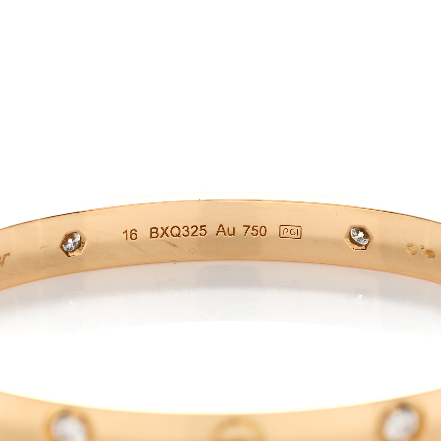 18K Yellow Gold 4 Diamond LOVE Bracelet 16