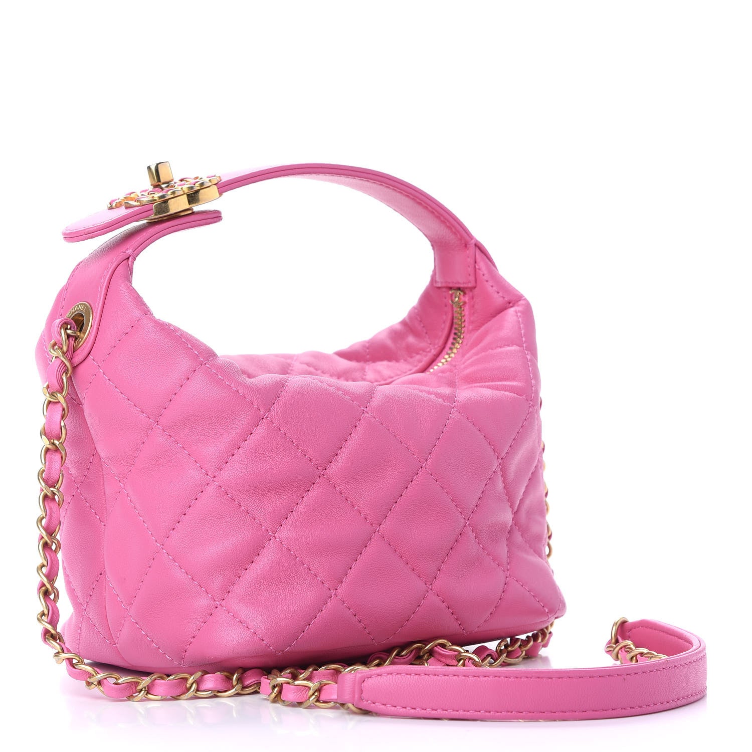 Chanel Lambskin Quilted Small Perfect Meeting Hobo Pink 3 of 10