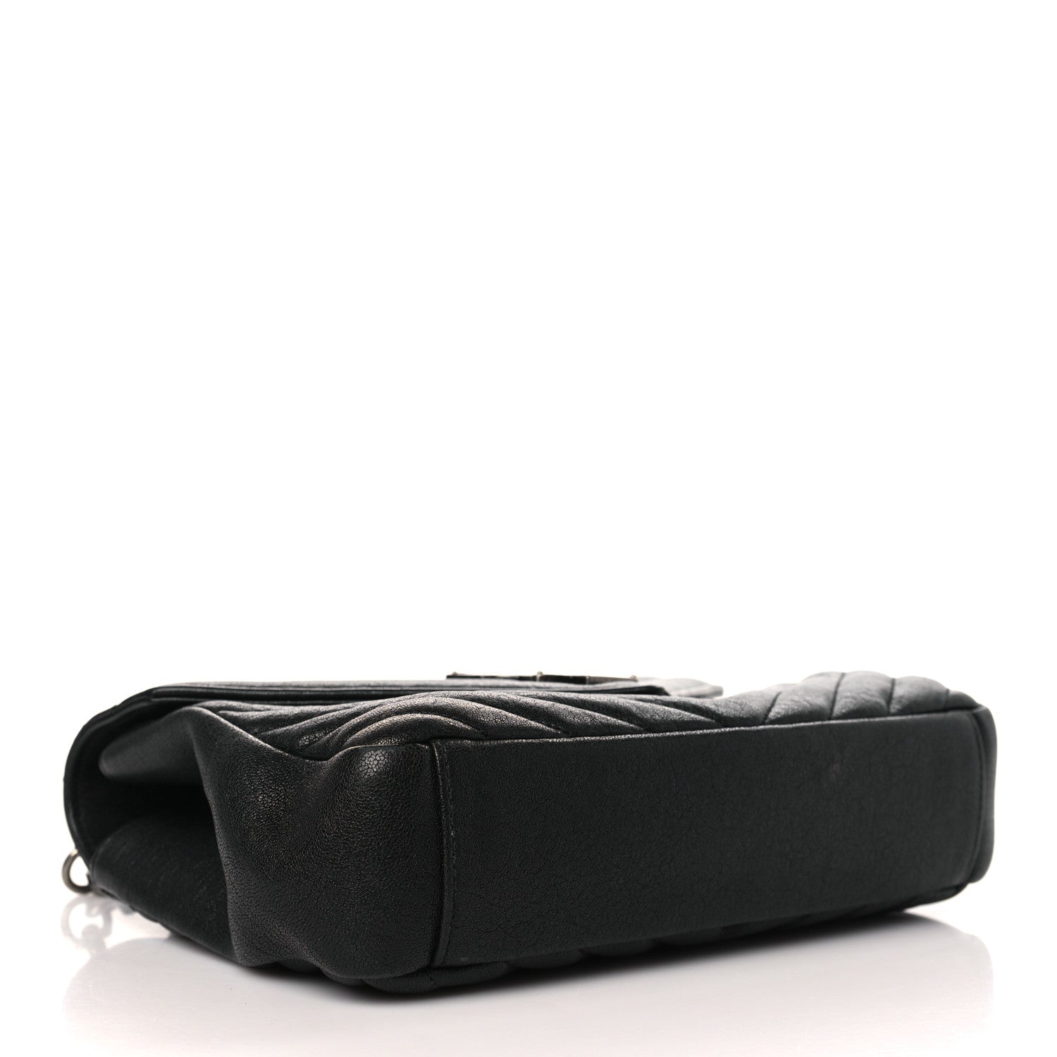 Saint Laurent Sheepskin Matelasse Chevron Monogram Medium College Bag Black 4 of 9