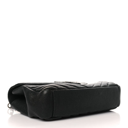 Saint Laurent Sheepskin Matelasse Chevron Monogram Medium College Bag Black 4 of 9
