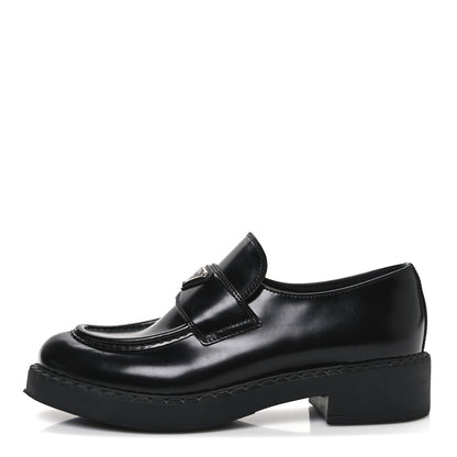 Prada Spazzolato Metal Triangle Logo 50mm Loafers 40 Black 1 of 10