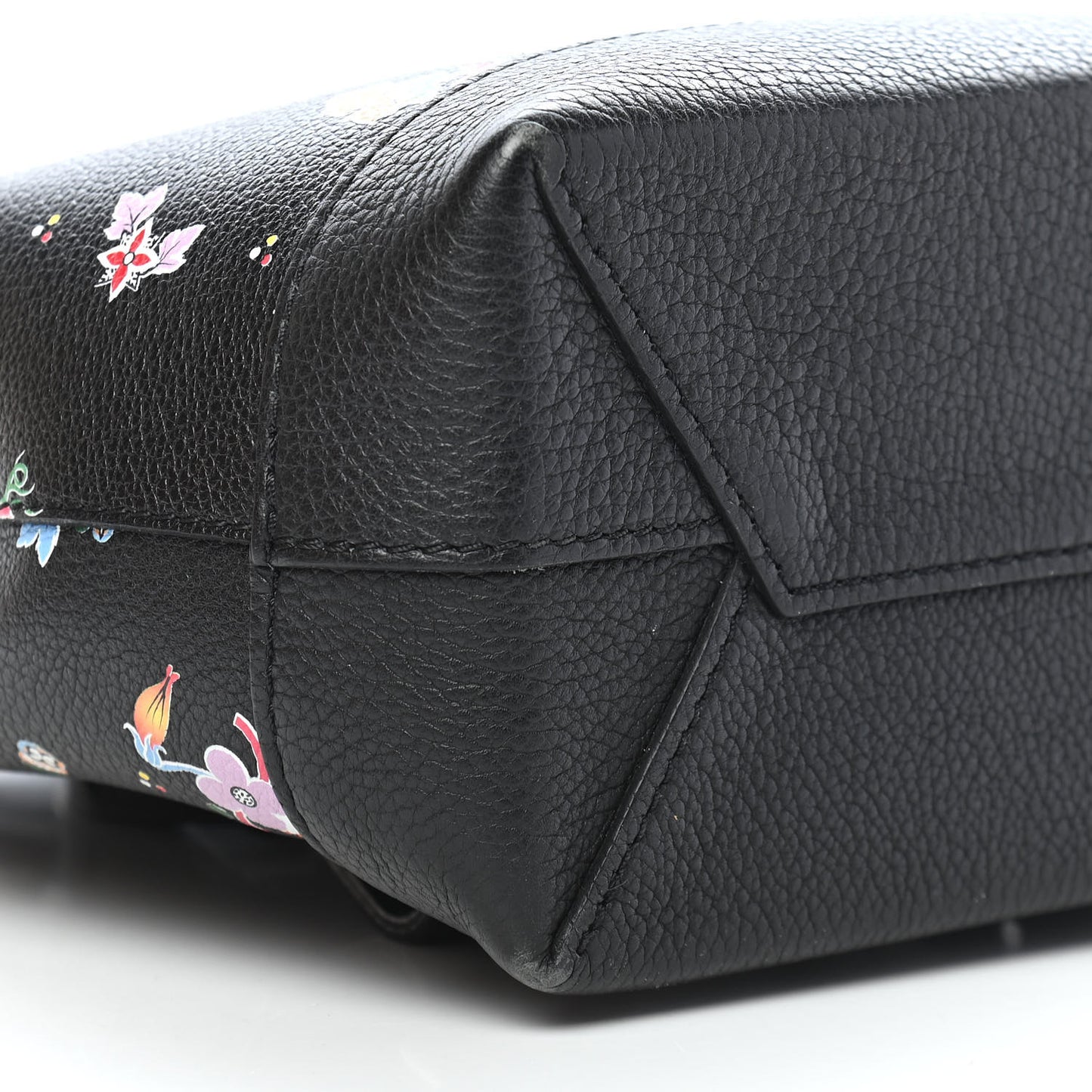 Calfskin Flower Lockme Mini Backpack Black Multicolor