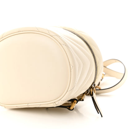 Gucci Calfskin Matelasse Mini GG Marmont Round Backpack White 10 of 12
