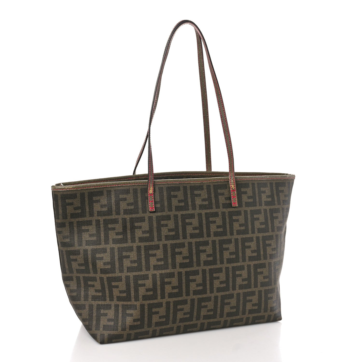 Fendi Zucca Spalmati Vitello Elite Small Roll Tote Tobacco Ciclamino 3 of 17