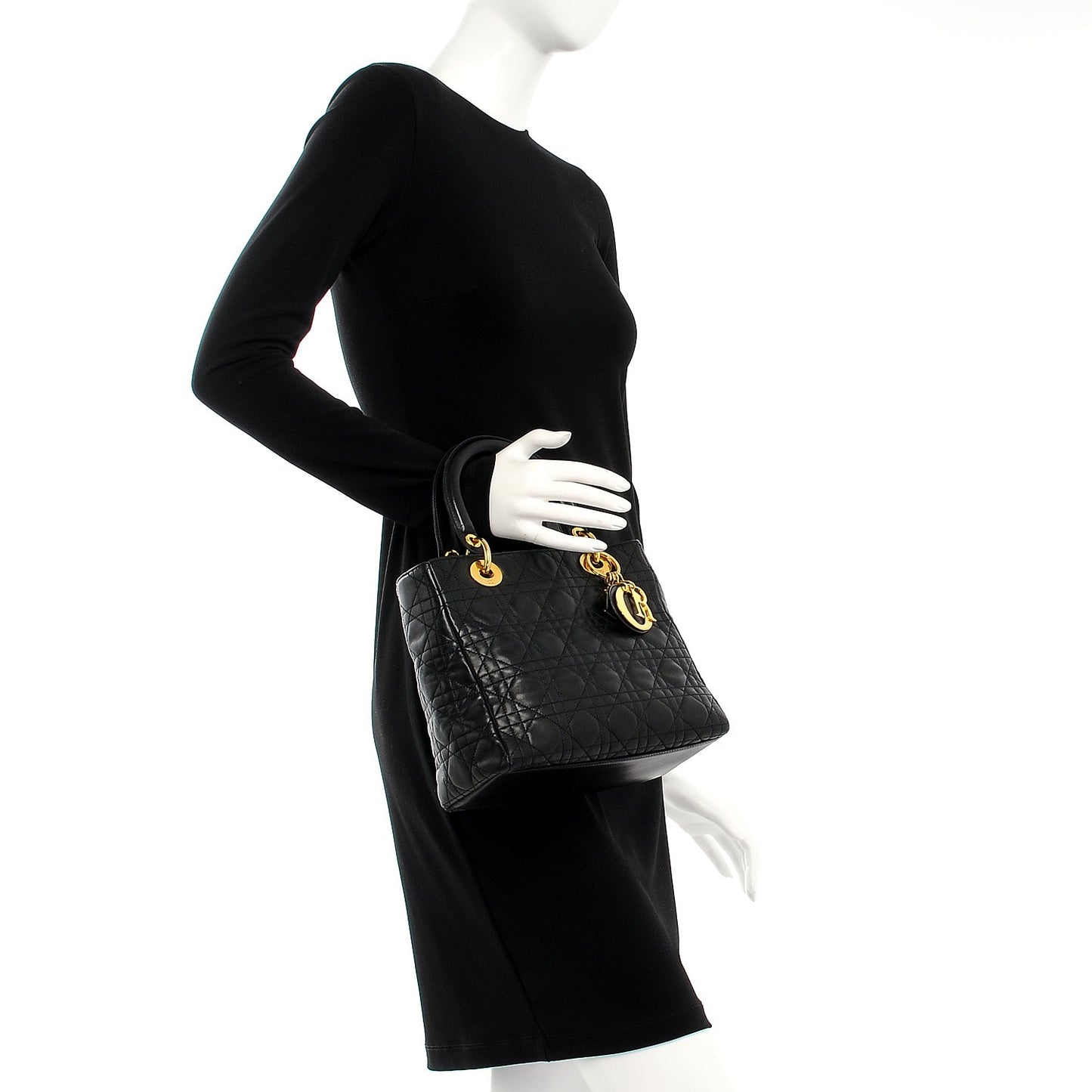 Lambskin Cannage Medium Lady Dior Black