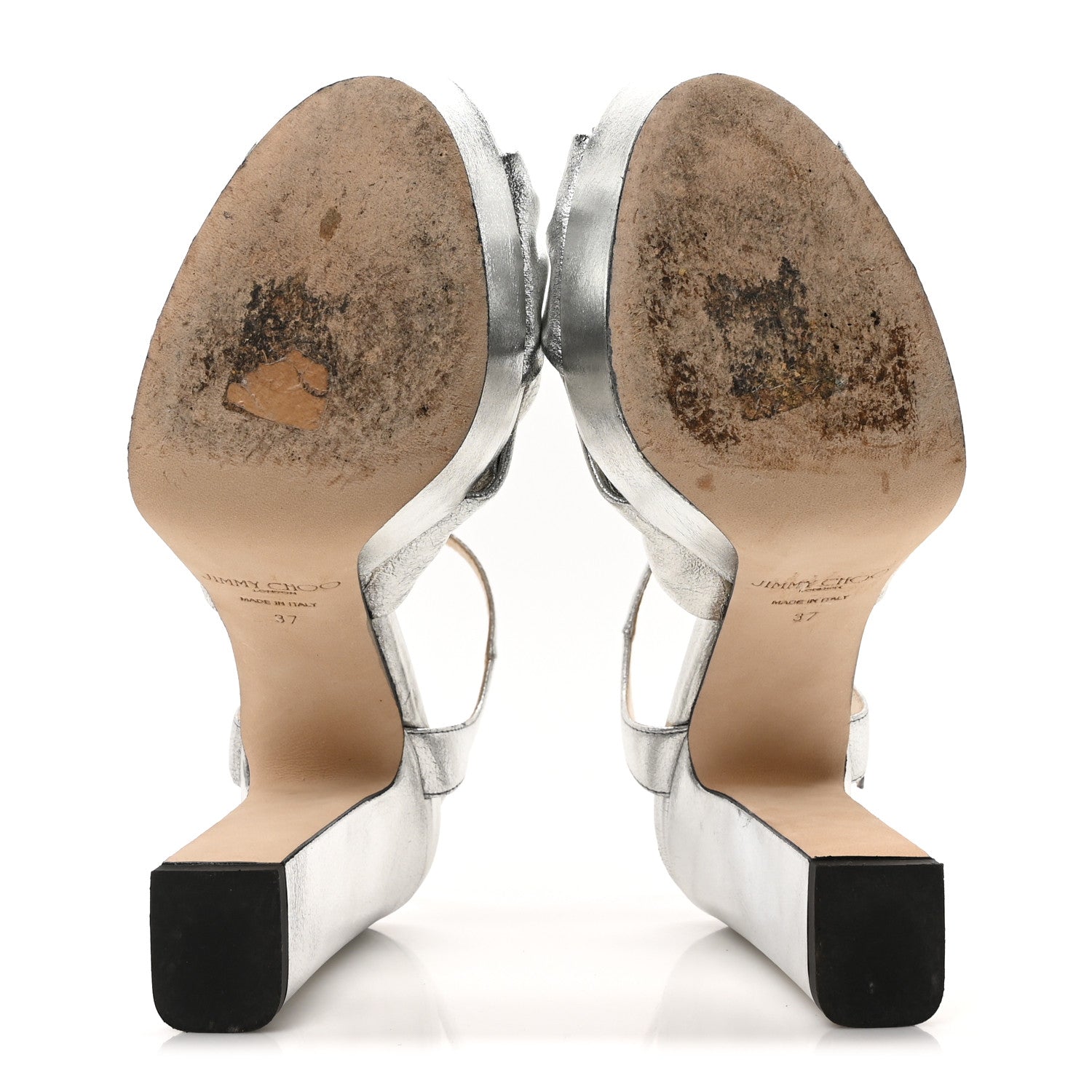 Jimmy Choo Soft Mirror Calfskin Heloise 120 Sandals 37 Silver 6 of 9