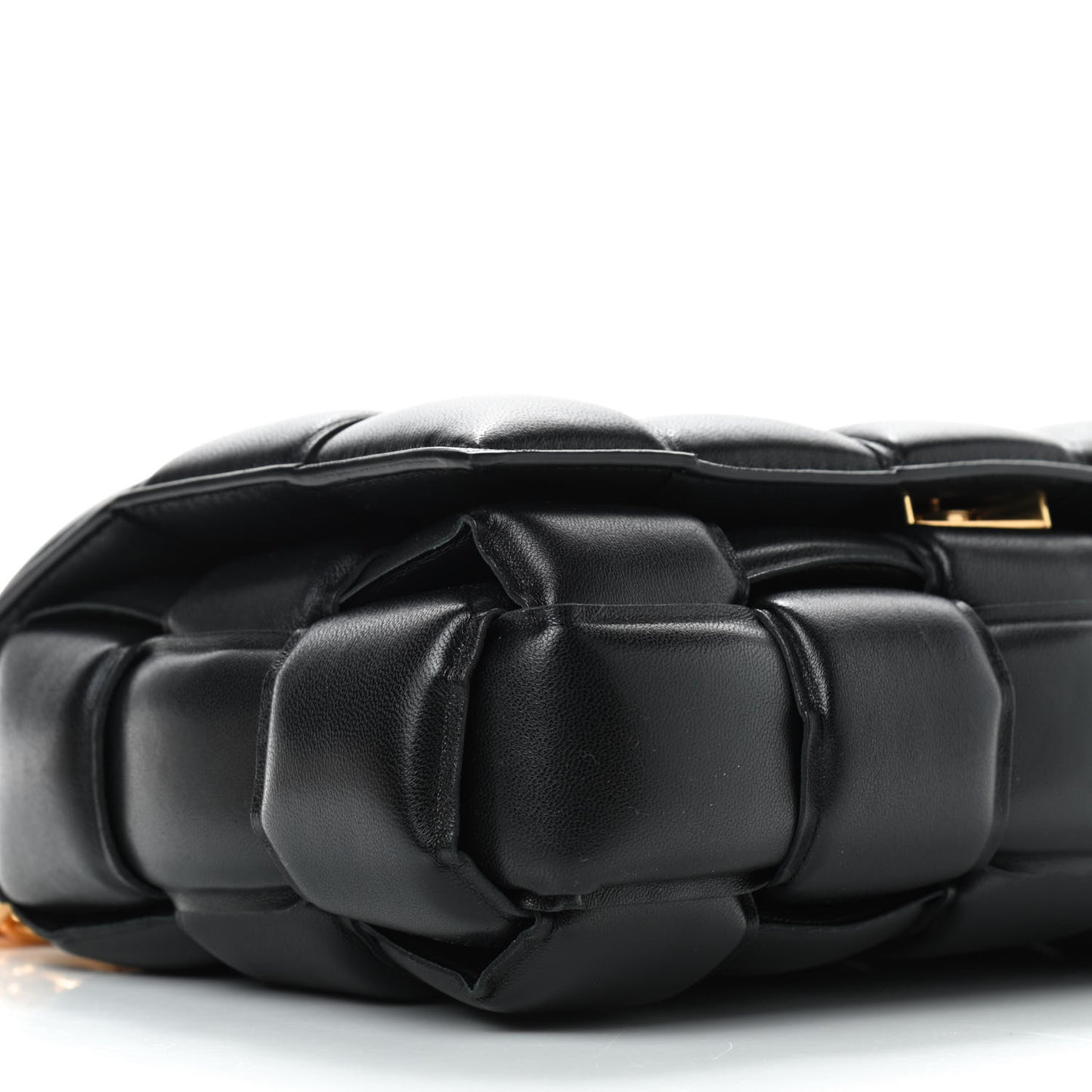 Lambskin Maxi Intreccio Padded Chain Cassette Crossbody Bag Black