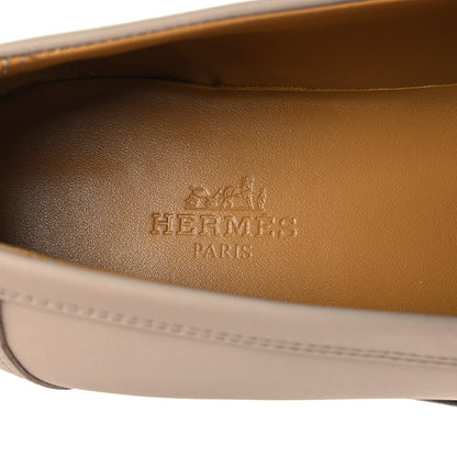 Hermes Calfskin Womens Destin Loafers 37.5 Beige Nomade 9 of 9