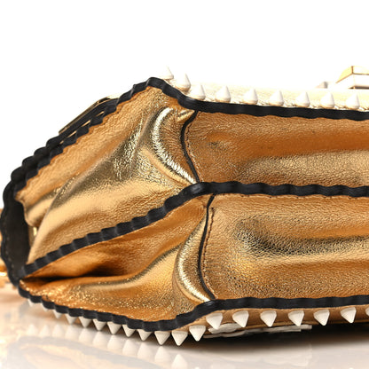 Fendi Metallic Calfskin Wonder Monster Kan I Shoulder Bag Gold 8 of 9