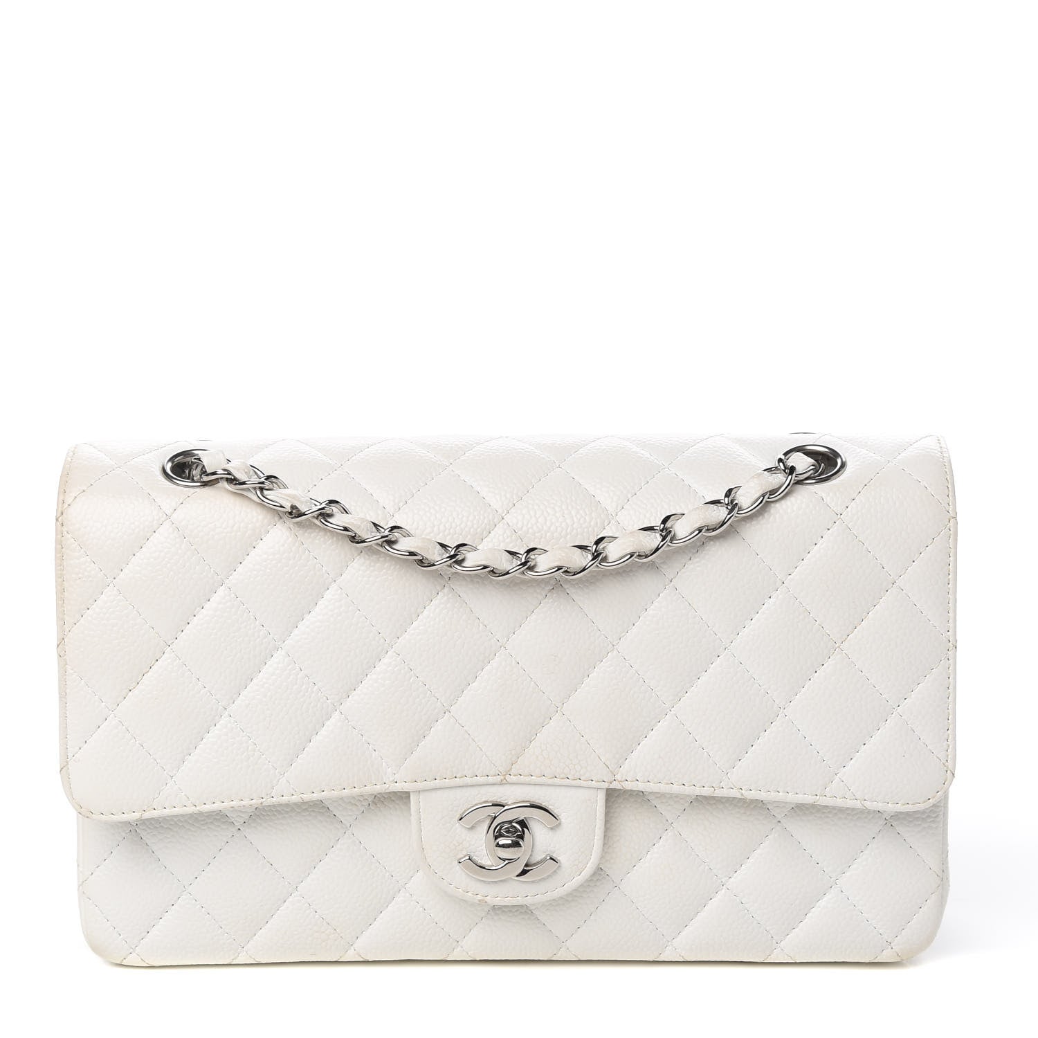 Chanel Caviar Quilted Medium Double Flap White 1 of 11
