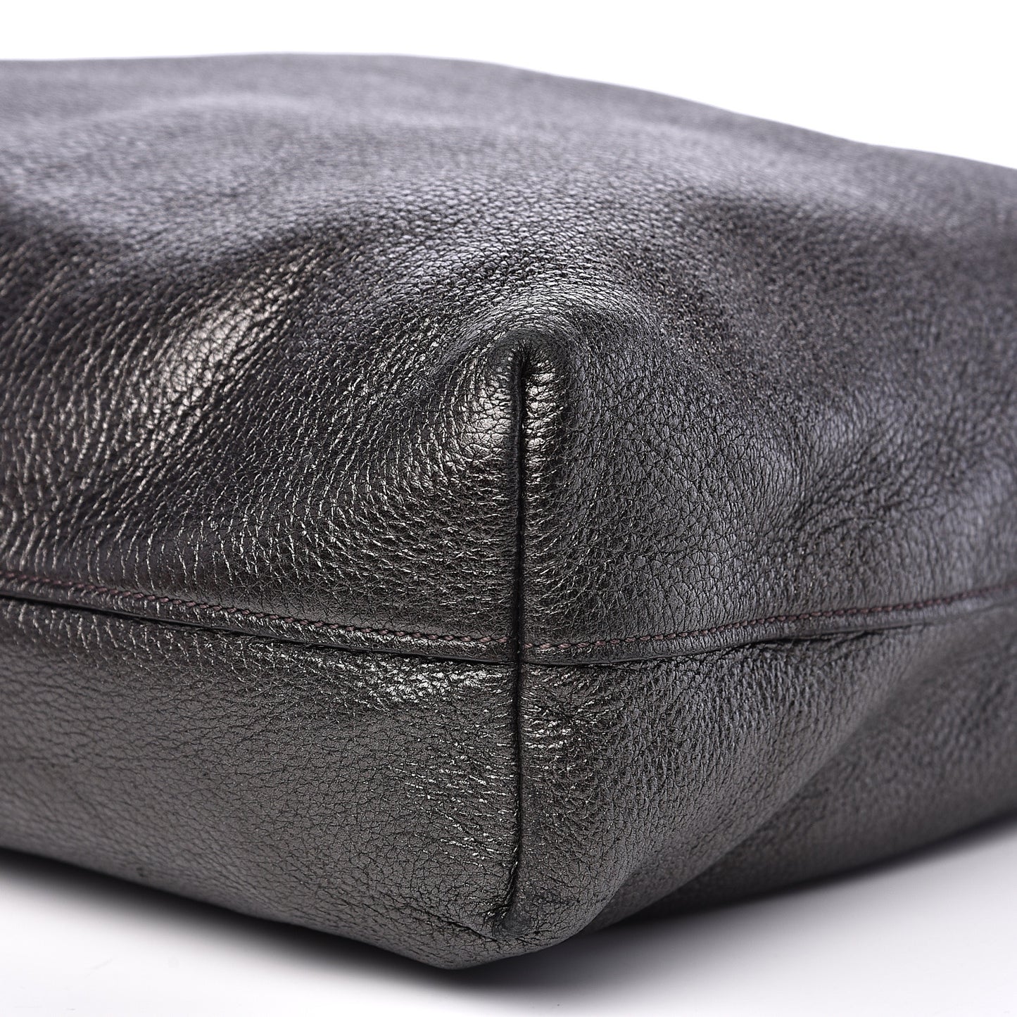 Metallic Vitello Daino Shopping Tote Black