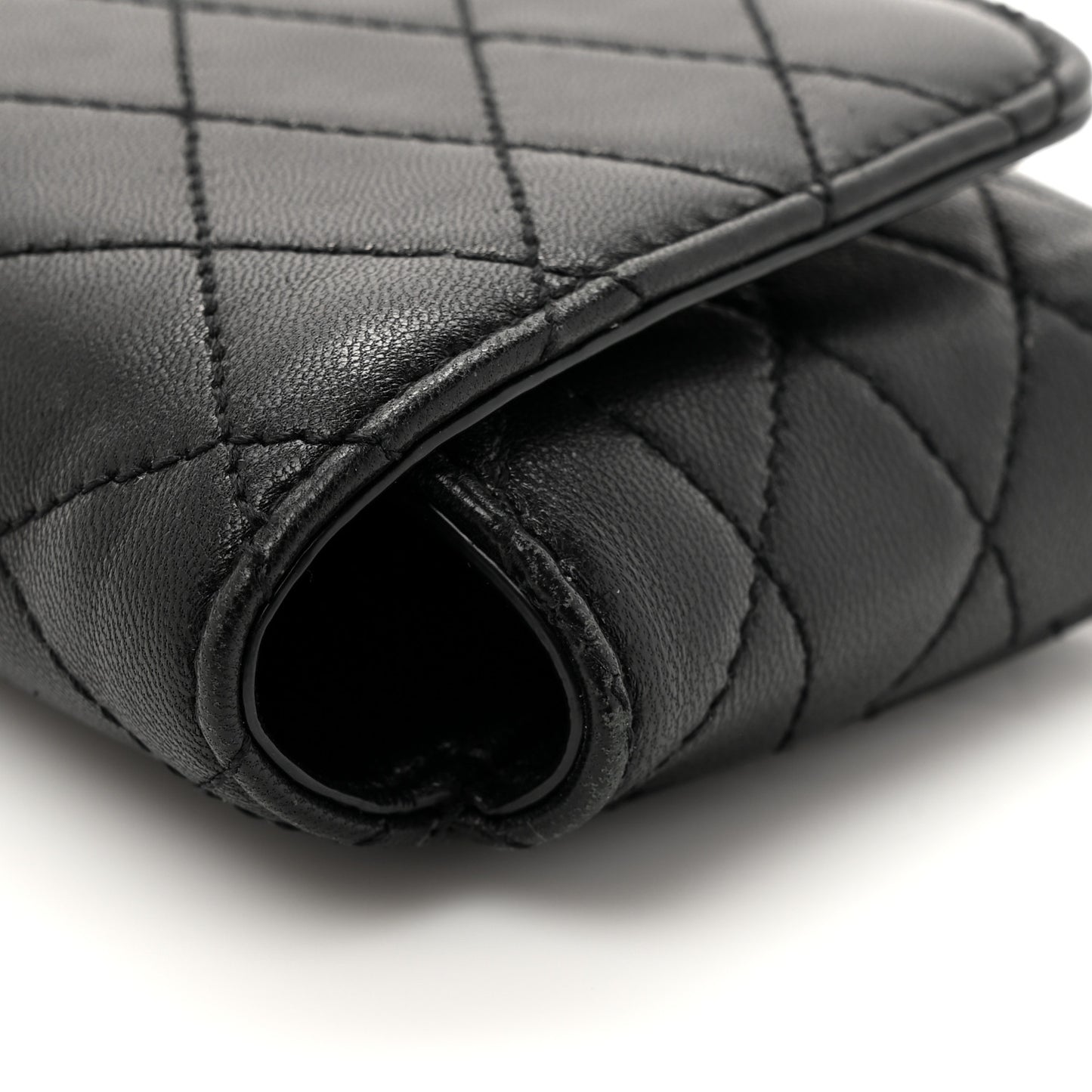 Lambskin Quilted Gaby Phone Holder Crossbody Bag Black