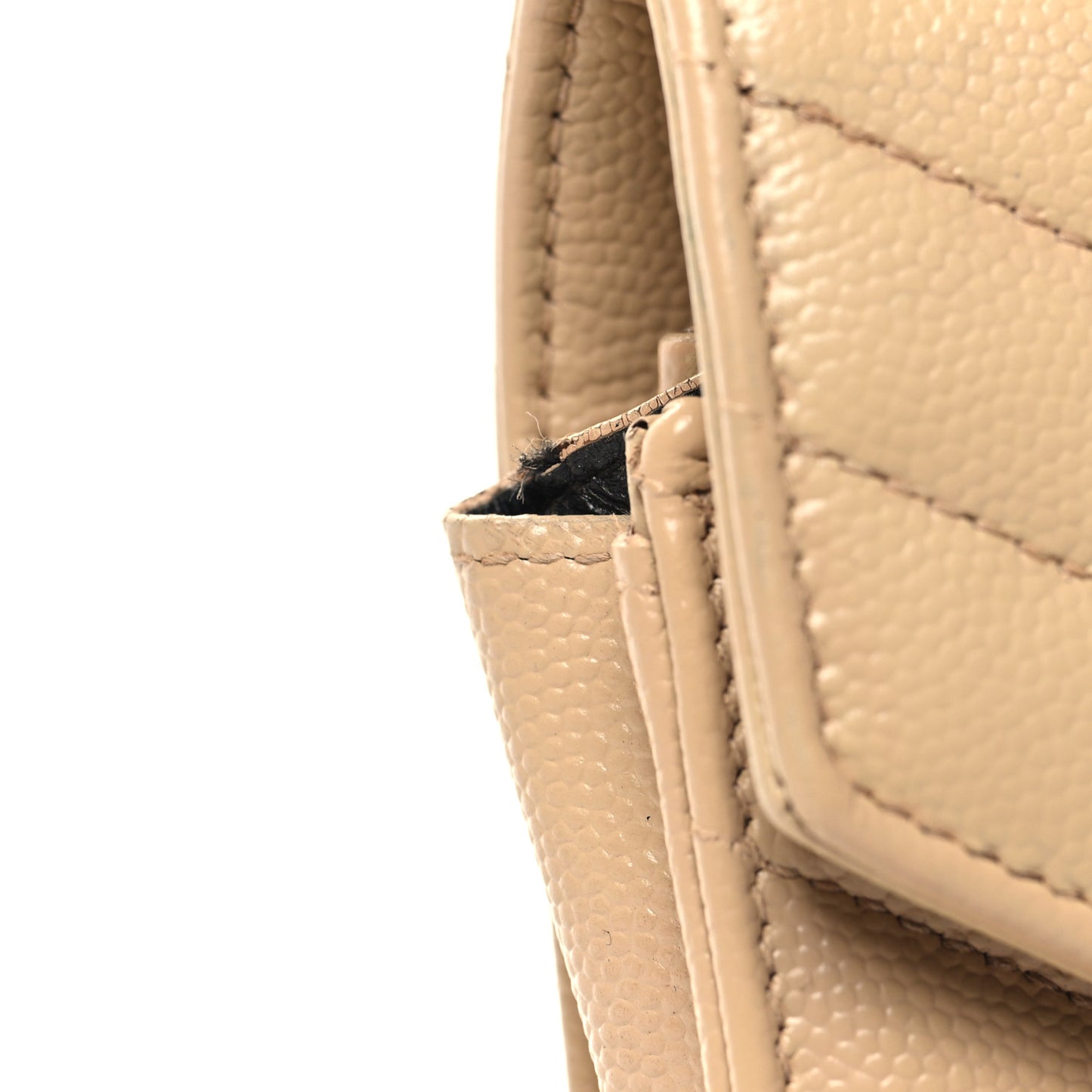 Grain De Poudre Matelasse Chevron Monogram Chain Wallet Dark Beige