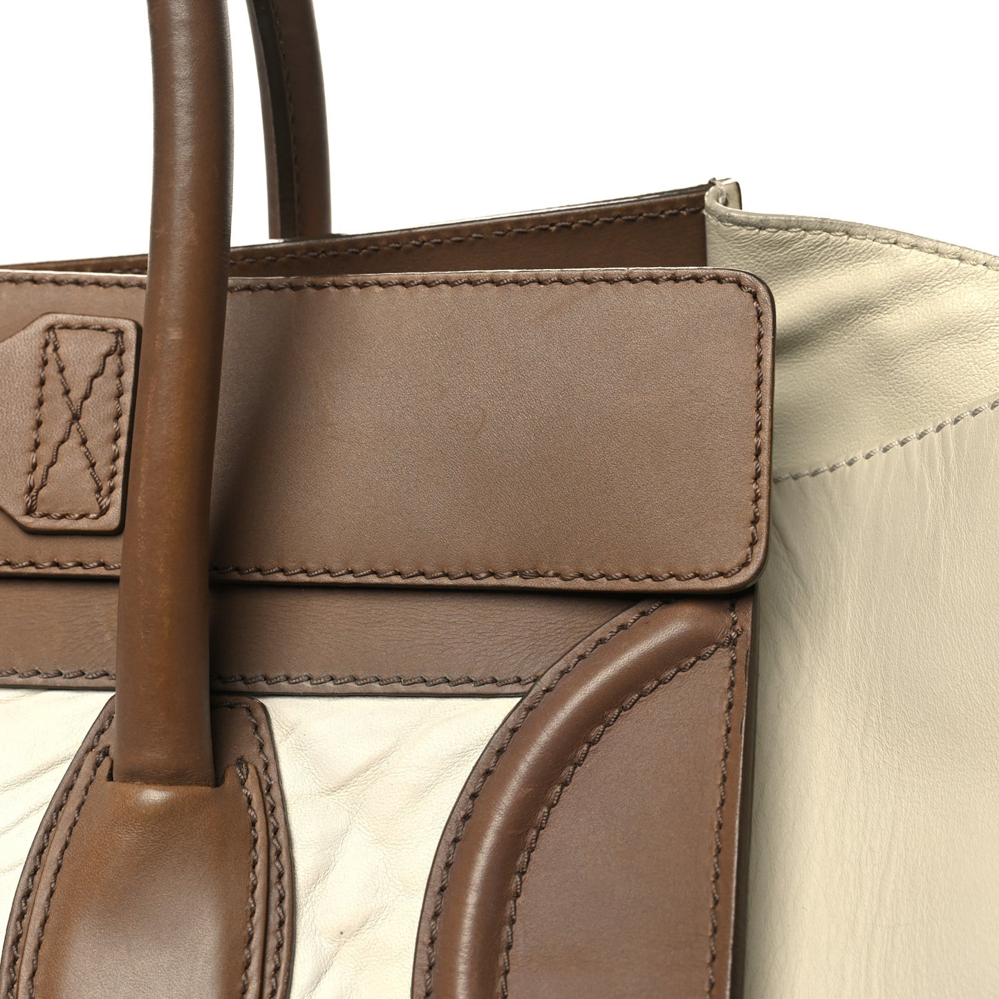 Smooth Calfskin Shrunken Lambskin Mini Tri-Color Luggage Chalk