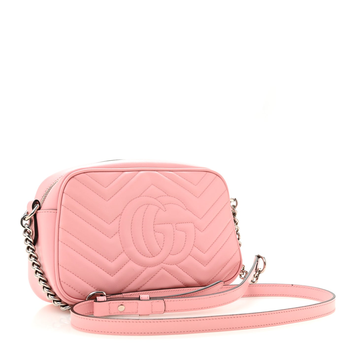 Calfskin Matelasse Small GG Marmont Chain Shoulder Bag Wild Rose