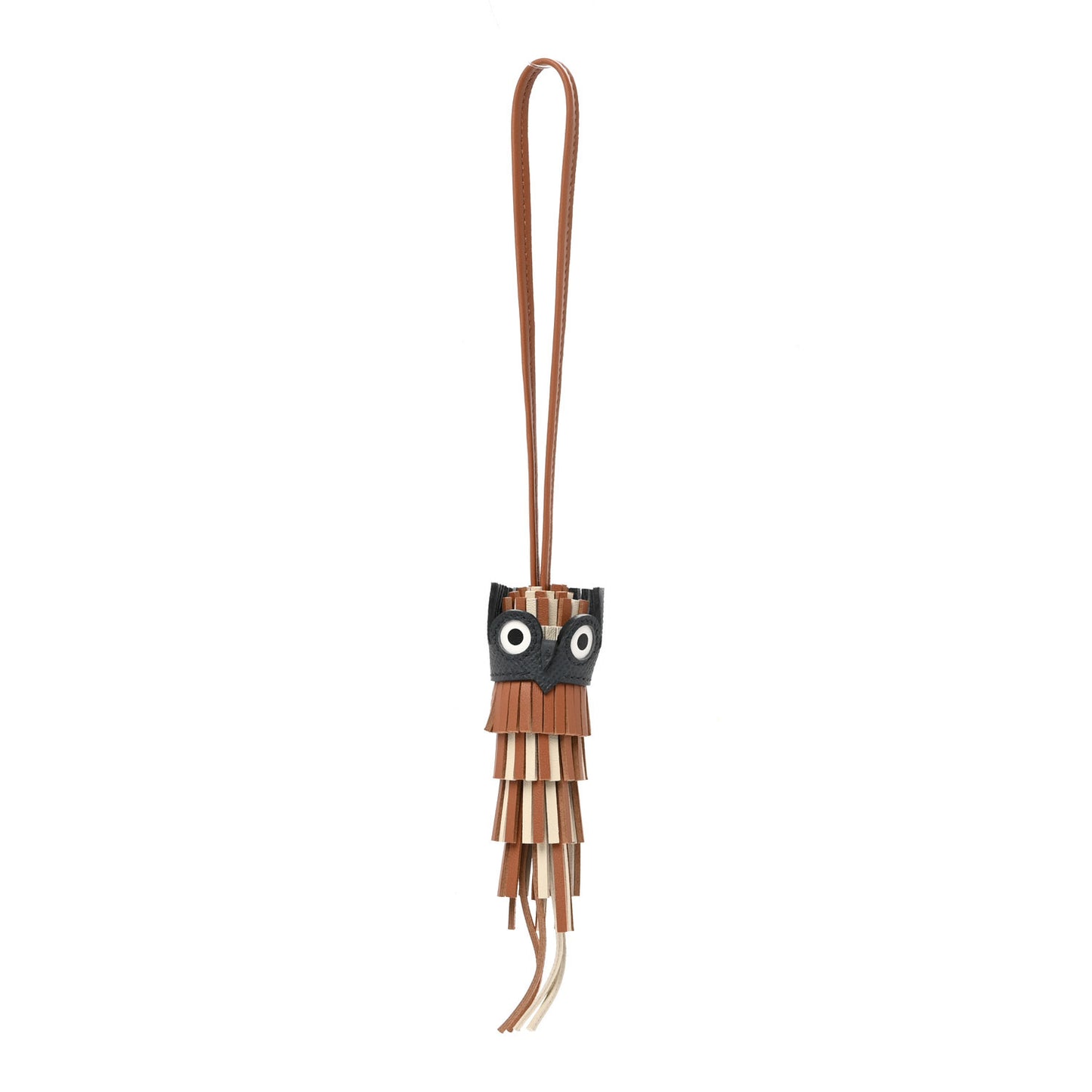 Milo Lambskin Epsom Chouette Bag Charm Gold Craie Misty White