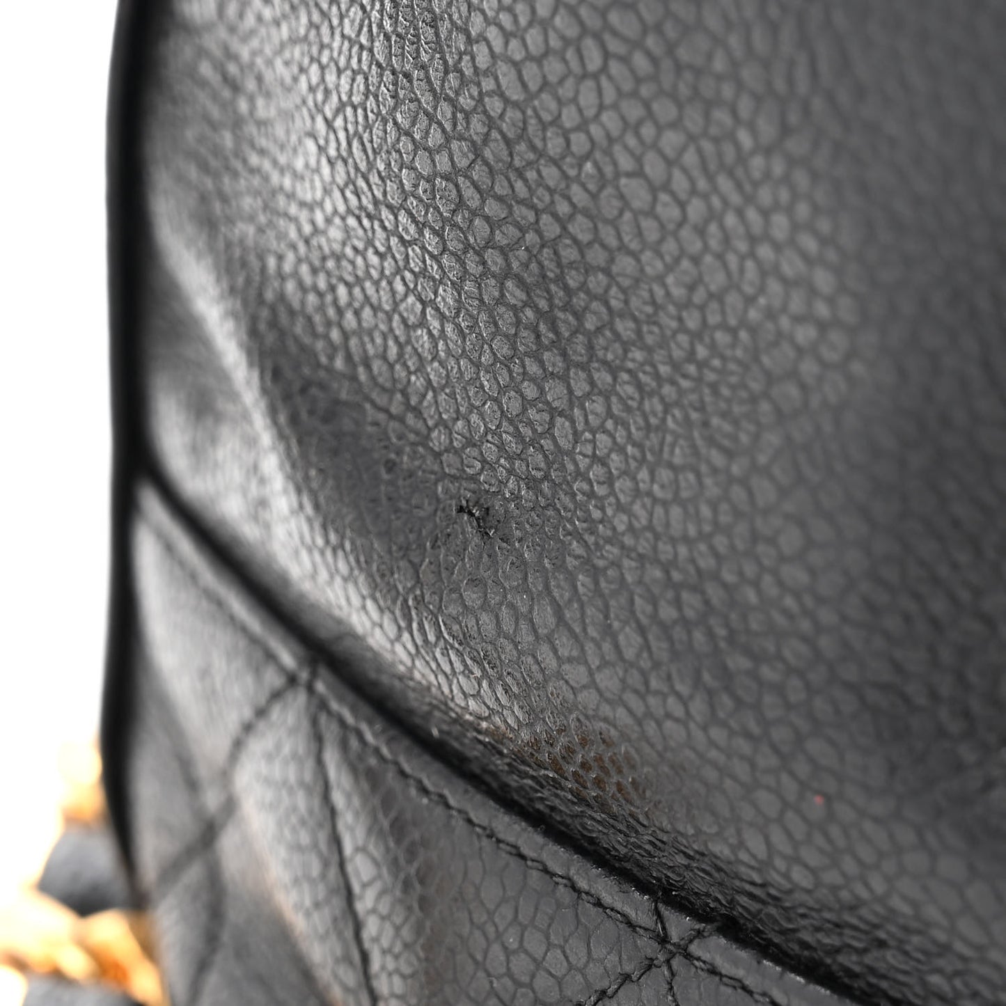 Caviar Drawstring Bucket Shoulder Bag Black