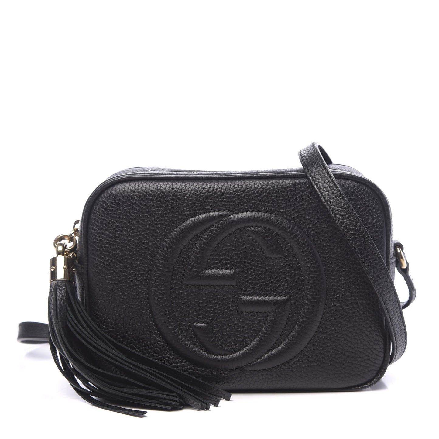 Pebbled Calfskin Small Soho Disco Bag Black
