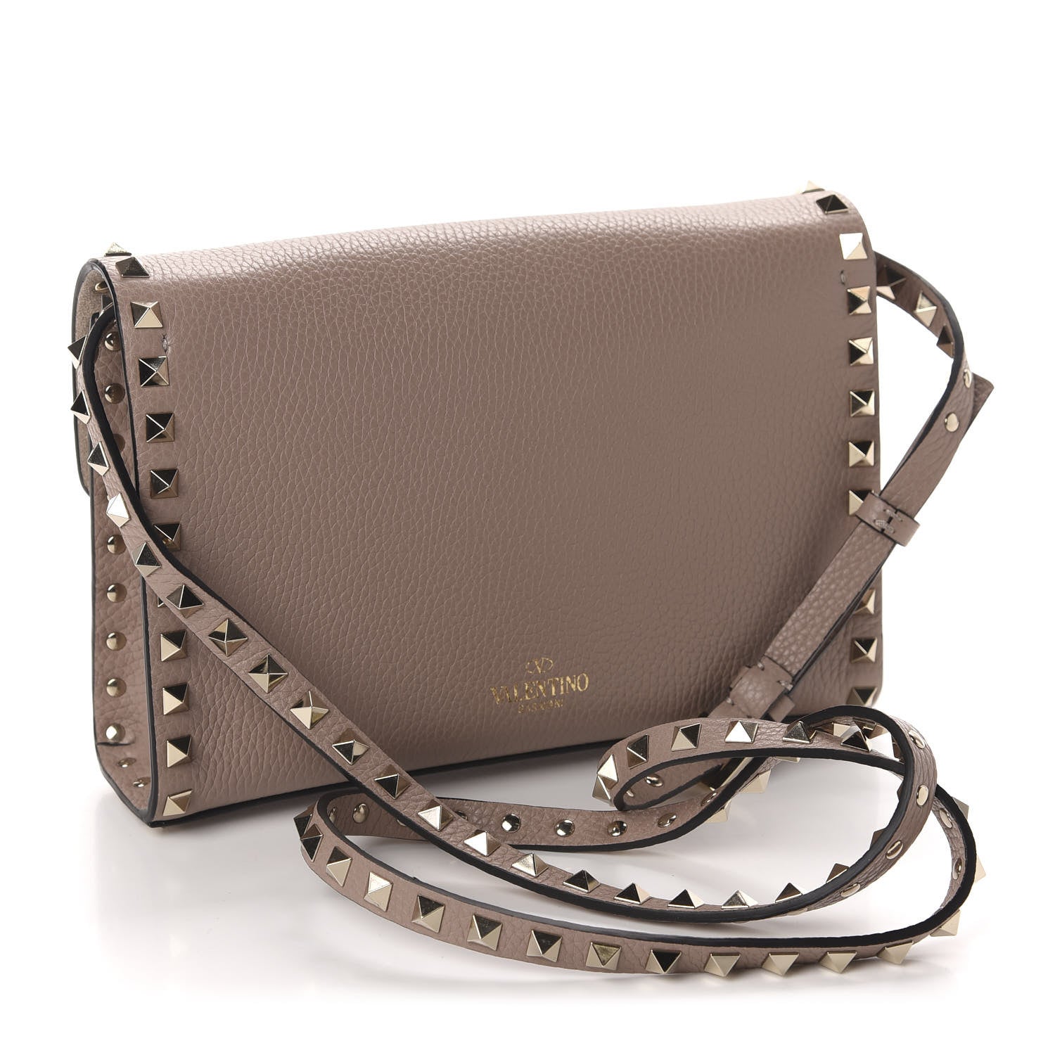 Valentino Garavani Pebbled Calfskin Medium Rockstud Flip Lock Crossbody Bag Poudre 3 of 9