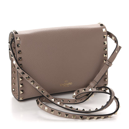 Valentino Garavani Pebbled Calfskin Medium Rockstud Flip Lock Crossbody Bag Poudre 3 of 9