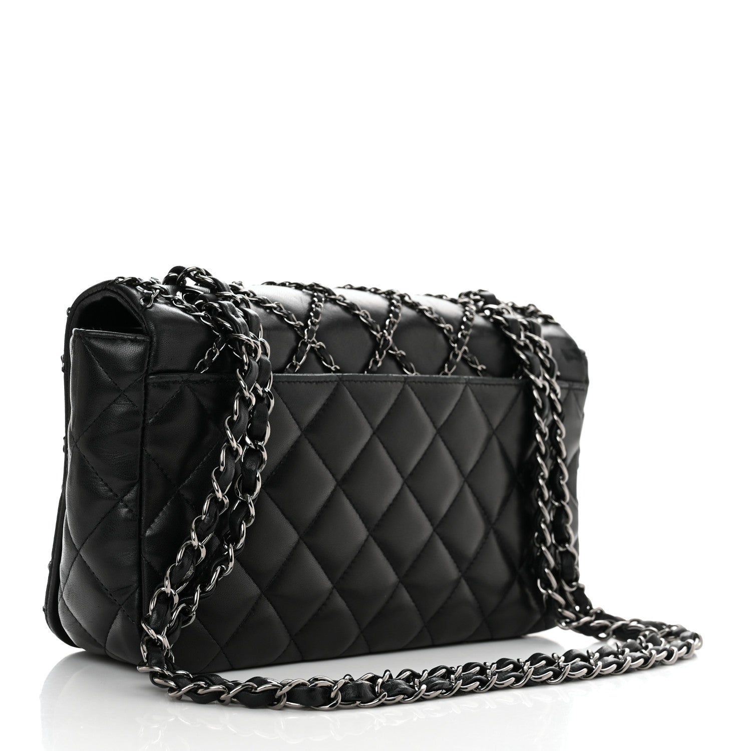 Chanel Lambskin Quilting Enchained Medium Flap Black 2 of 12