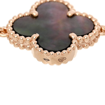 Van Cleef & Arpels 18K Rose Gold Diamond Gray Mother of Pearl 5 Motifs Vintage Alhambra Bracelet 4 of 5