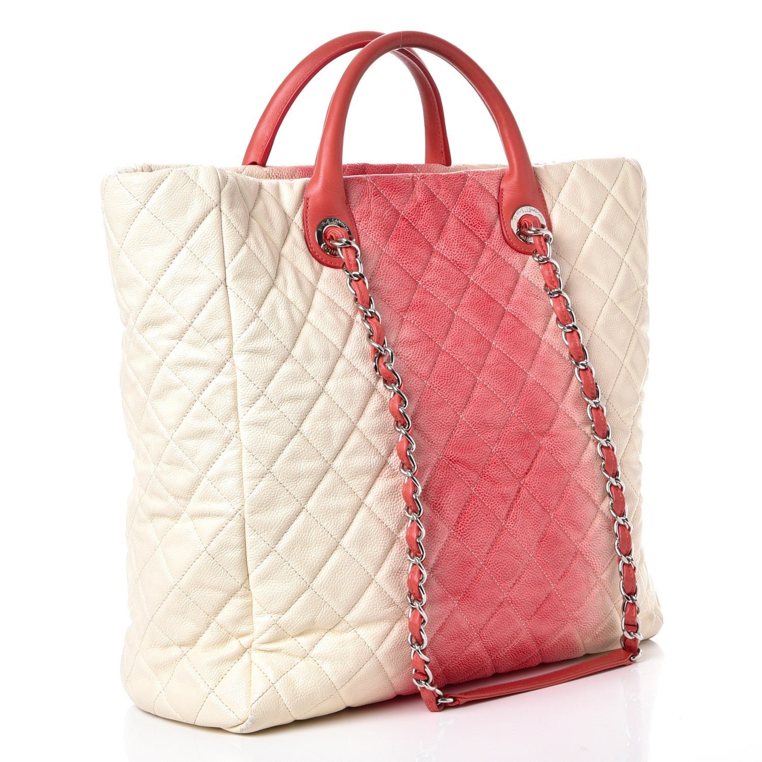 Chanel Caviar Ombre Large Shopping Tote White Rose 3 of 8