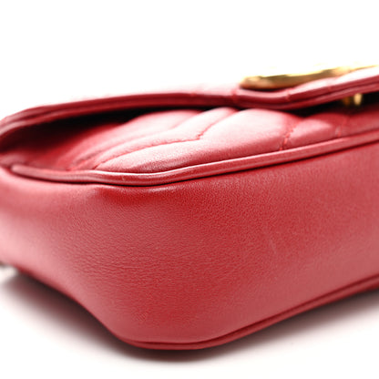 Gucci Calfskin Matelasse Super Mini GG Marmont Shoulder Bag Hibiscus Red 9 of 10