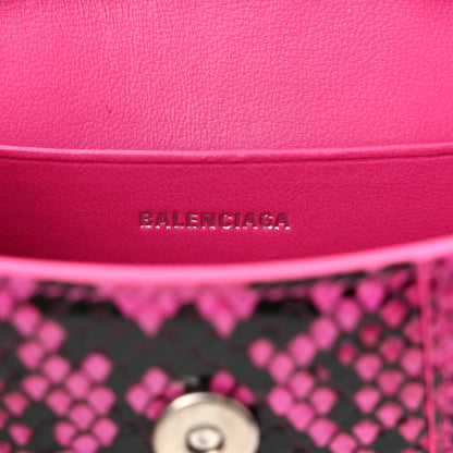 Balenciaga Shiny Calfskin Python Effect Hourglass Top Handle Bag Mini Fuchsia Black 6 of 10