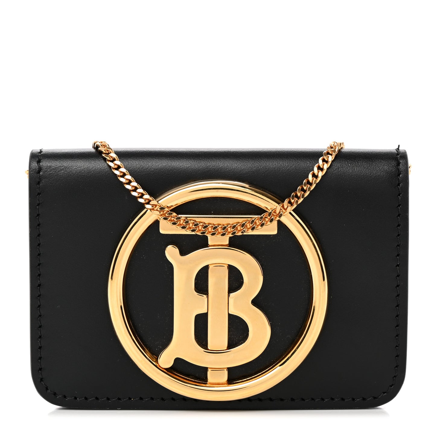 Calfskin TB Mini Jody Chain Card Case Black