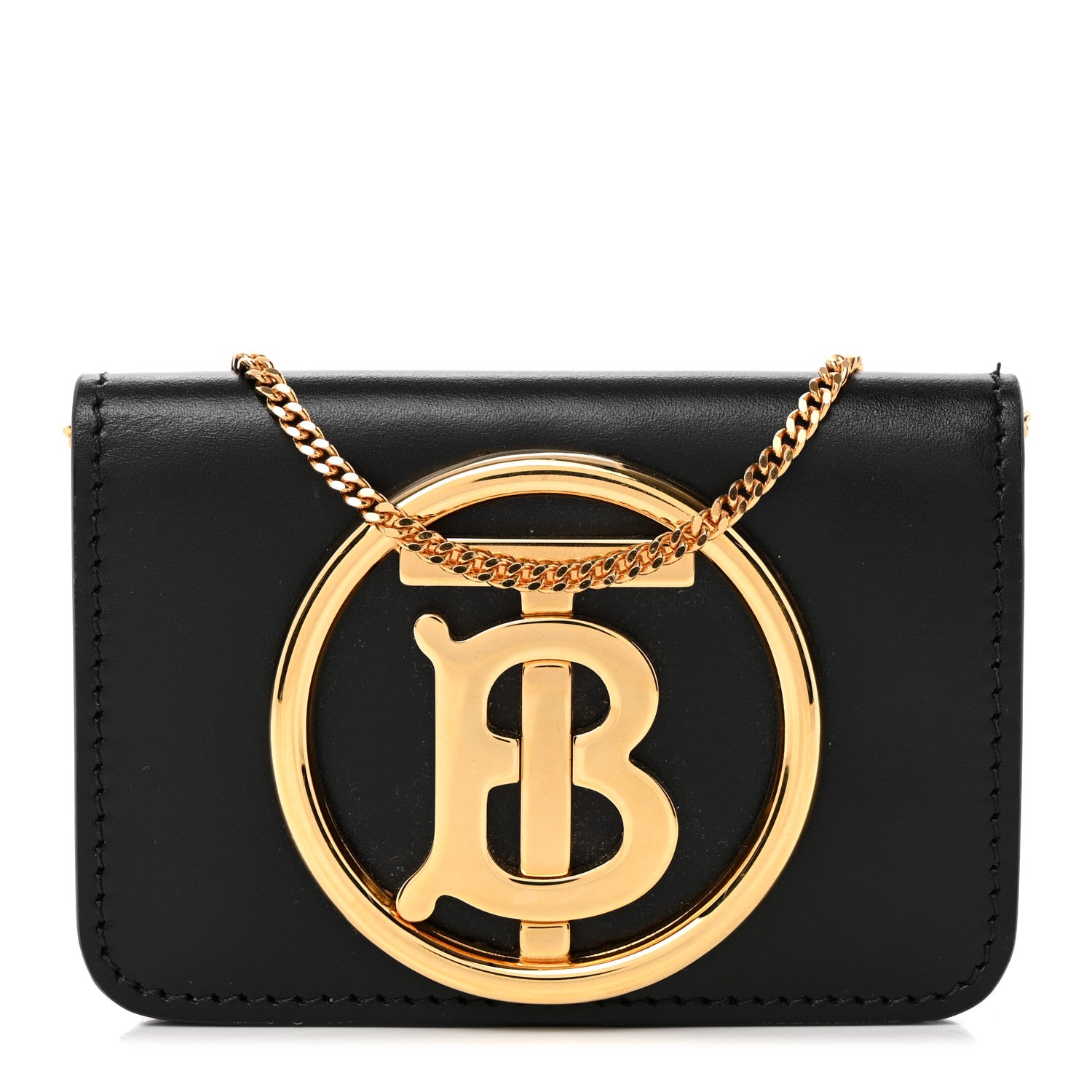 Burberry Calfskin TB Mini Jody Chain Card Case Black 1 of 12