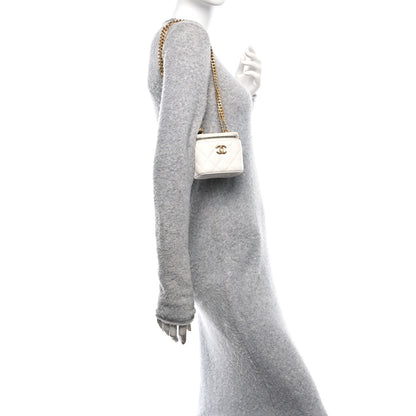 Chanel Caviar Quilted Sweetheart Mini Vanity Case  White White 2 of 10