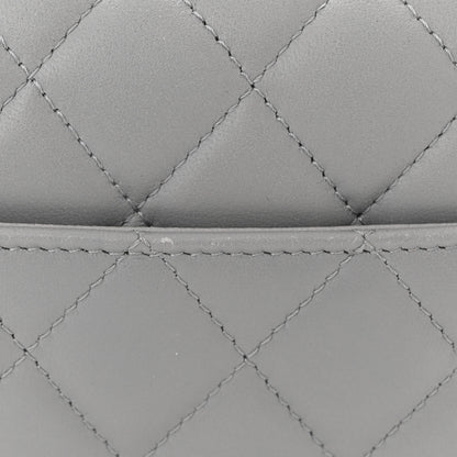 Chanel Lambskin Quilted Two Tone Clutch With Chain Grey Burgundy 12 of 12