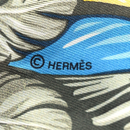 Hermes Silk La Danse Pacifique Twilly Jaune D'Or Kaki Orange 4 of 4