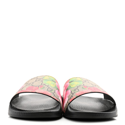 Gucci GG Supreme Monogram Blooms Slide Sandals 36 Beige Multicolor 2 of 9