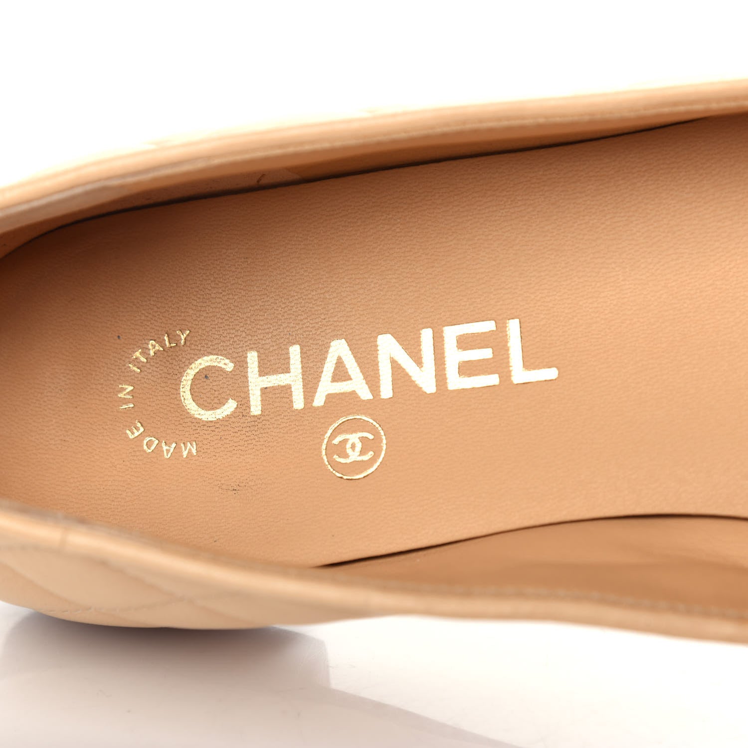 Chanel Lambskin Quilted Cap Toe Ballerina Flats 38.5 Beige Black 14 of 22
