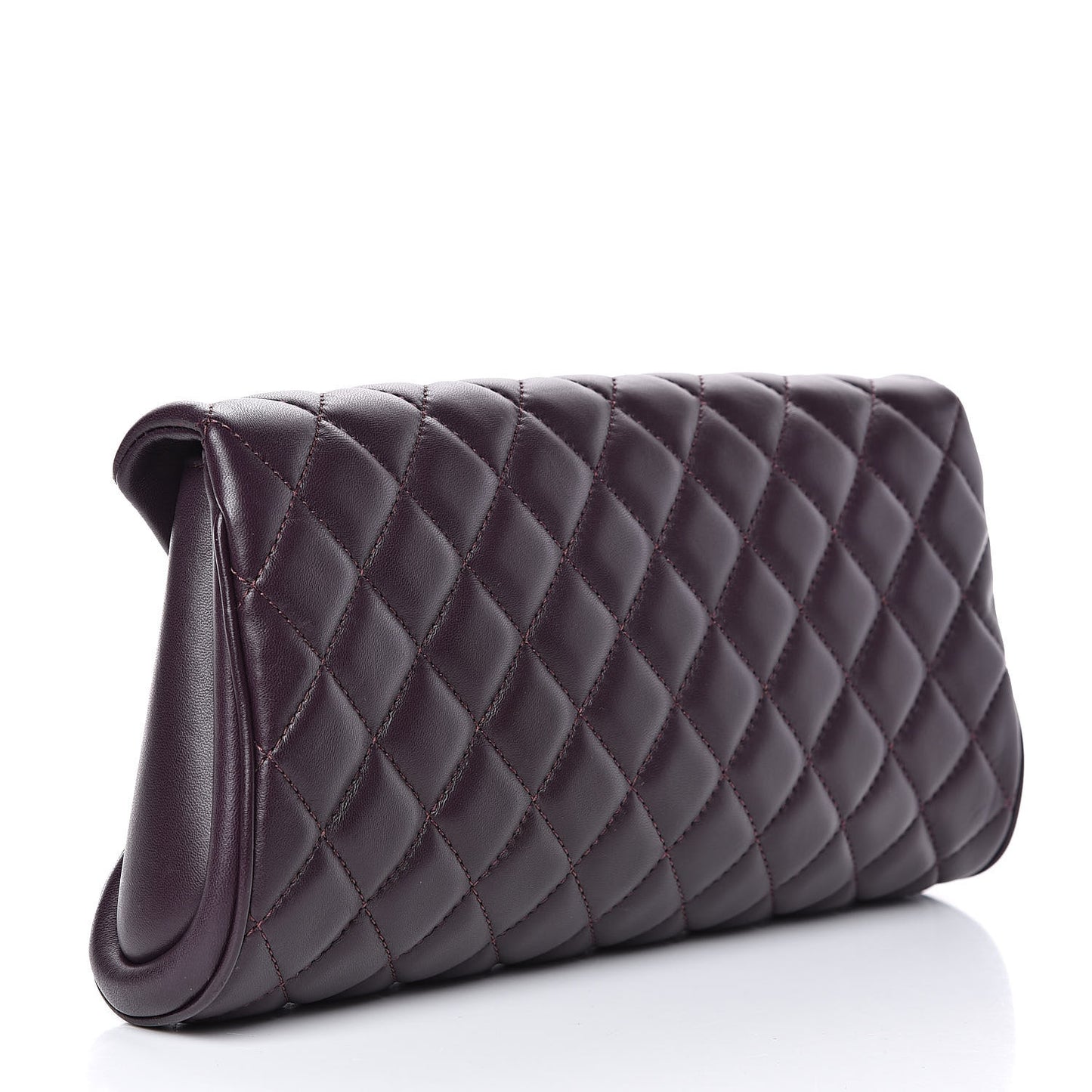 Lambskin Quilted Fold Up Again Clutch Purple
