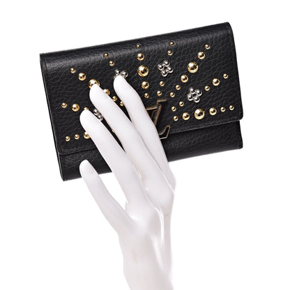 Louis Vuitton Taurillon Studded Sol Capucines Compact Wallet Black 2 of 12
