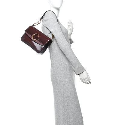 Chloe Spazzolato Sfumato Calfskin Small C Double Carry Burnt Brown 2 of 10
